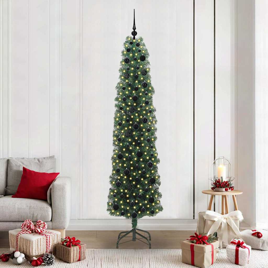Artificial Christmas Tree with 300 LEDs and Stand Green 210 cm