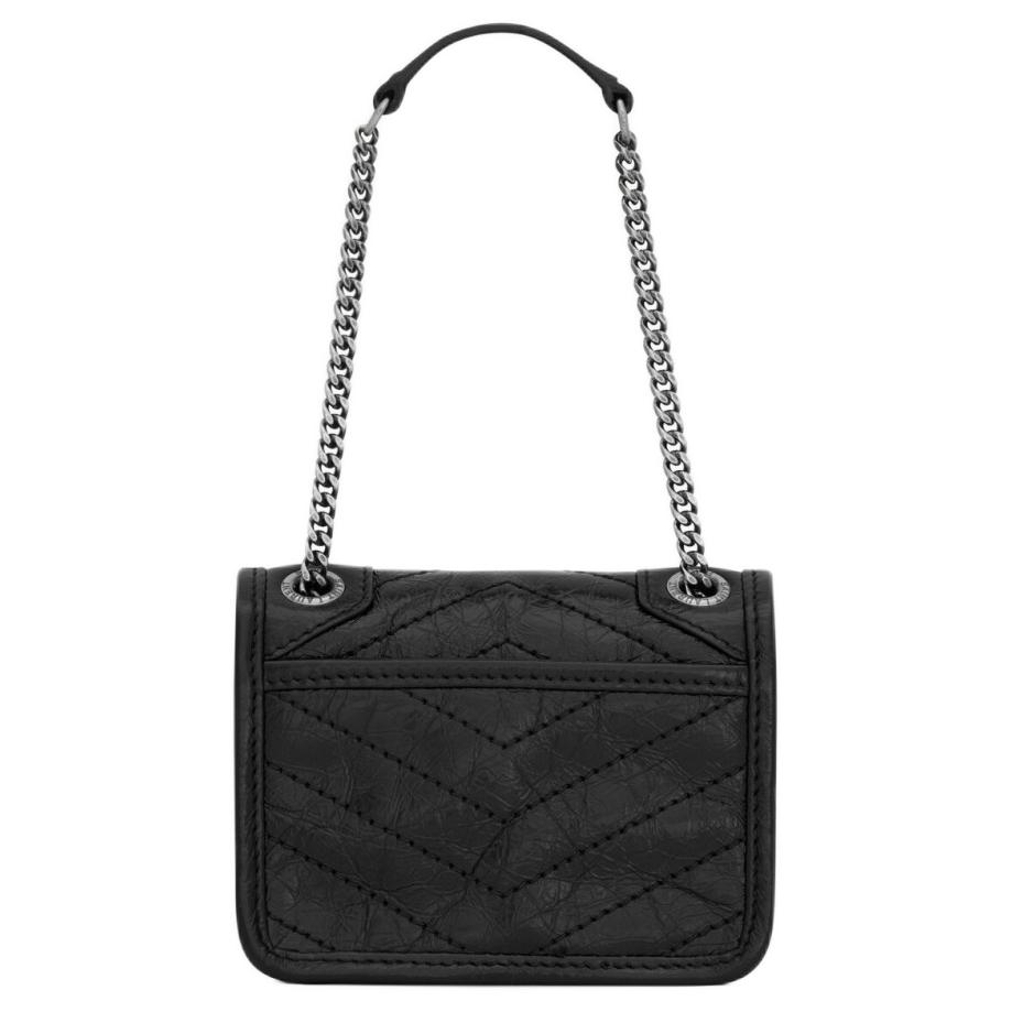 Saint Laurent Женская мини-сумка Niki V из стеганой кожи с магнитной застежкой Черная 823951-0EN04-1000