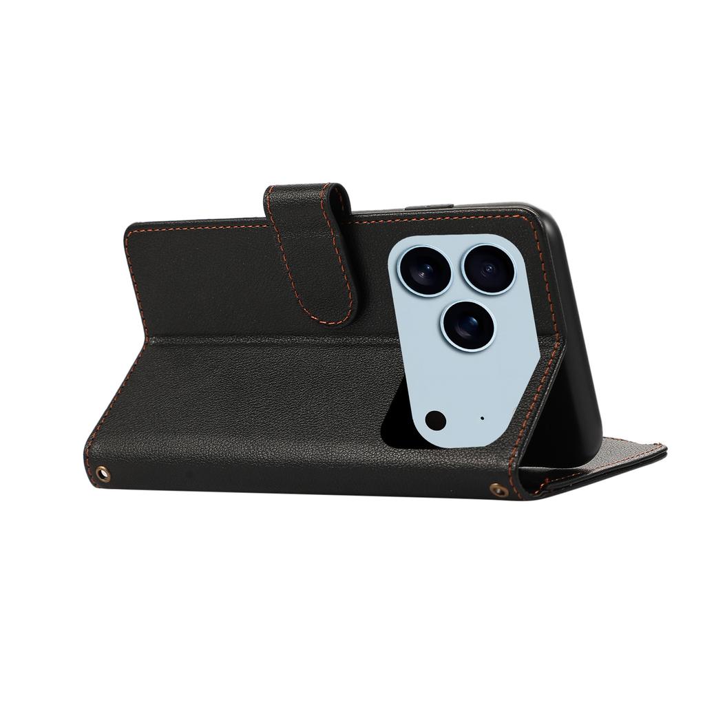 Чехол для iPhone 17 Pro с несколькими отделениями для карт, на молнии, кожаный чехол для телефона с ремешком на запястье