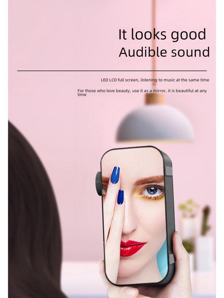 Креативная Bluetooth-колонка с дисплеем часов, зеркальным будильником и радиоприемником с ручкой