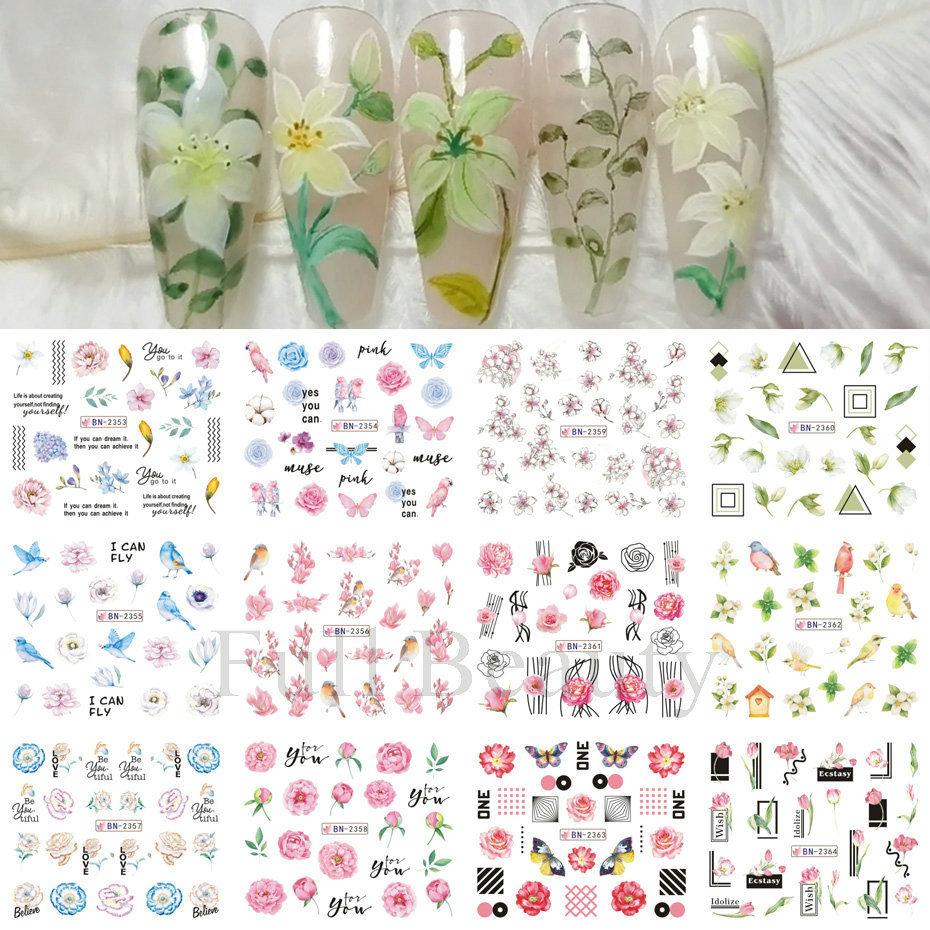 Наклейка для дизайна ногтей, Серия «Весенние и летние цветы и травы», Водная наклейка для ногтей с цветком Zou Ju