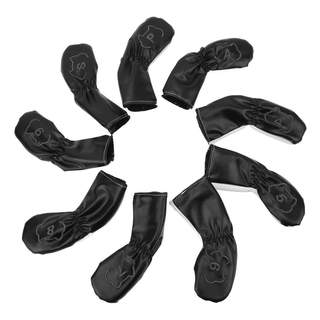 9 шт. Чехол для головки гольф-клуба ПУ Водонепроницаемый Двусторонняя вышивка Защитный Чехол для головки гольфа для тренировок Черно-белый