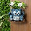 Цветочный горшок Синяя сова Смола Керамика Подвесной кашпо с детализированной текстурой Атмосферостойкий Декоративный держатель для растений для дома и улицы