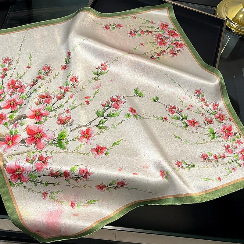 Новый 100% Натуральный Шарф из Натурального Шелка Женский Платок Бандана Квадратные Шарфы Палантин Косынка Тутовый Весенняя Мода Роскошный Высокое Качество Хиджаб