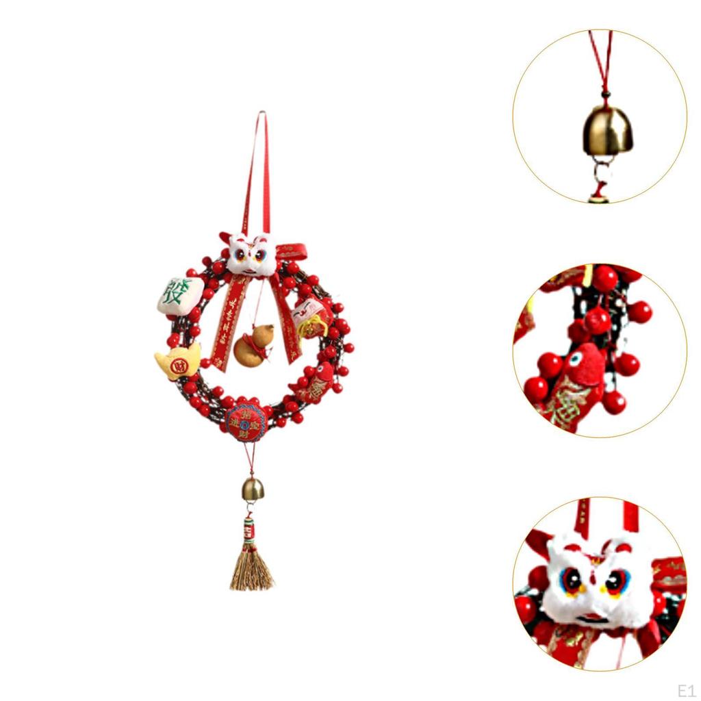 Chinese Year Wreath Seasonal Hanging Ornament Festive Holiday Decoration Front Door for