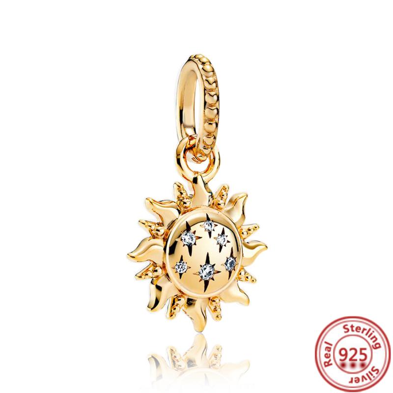 Медь 925 пробы Золотое Сердце Любви Четырехлистный Клевер Ангел Солнце Дерево Перья DIY Бусины Подходят для Оригинального Шарм-браслета Pantaro Мелкий Циркон