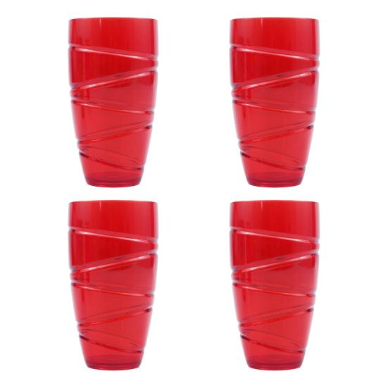 Набор из 4 пластиковых стаканов, многоразовые стаканы с вихревым дизайном, штабелируемые стаканы для воды для пикников в саду, кемпинга, барбекю, вечеринок
