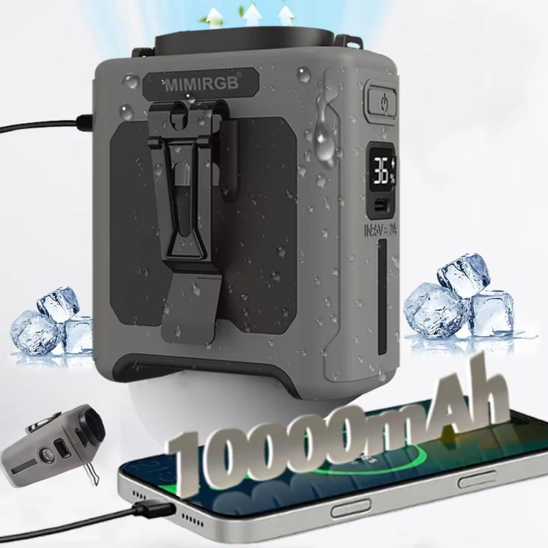 Портативный поясной вентилятор с клипсой, вентилятор на пояс, аккумулятор 10000 мАч, 5 скоростей ветра, охлаждение шеи без помощи рук, USB-зарядка, АБС-пластик