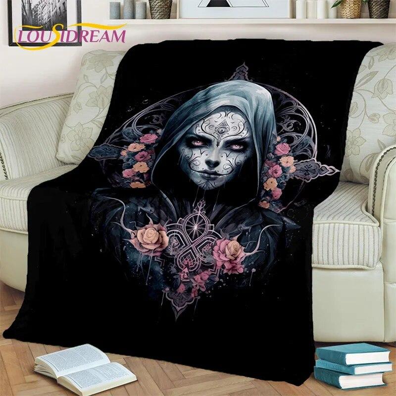 Horror Skull Girl Dead Gothic Undead Female Blanket,Soft Throw Blanket for Home Bedroom Bed Sofa Picnic Travel Cover Blanket Kid
