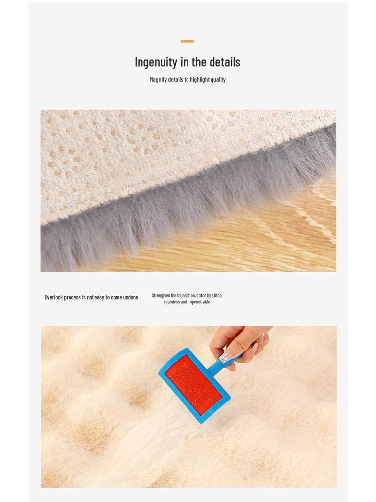 Cream Velvet Bubble Style Bedroom Carpet Mat