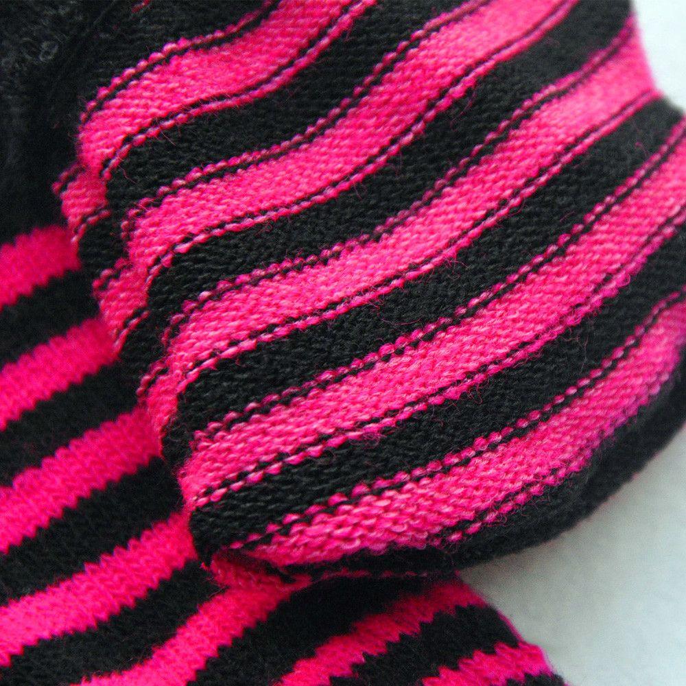 Gothic Warm Winter Fingerless Comfortable Knitted Gloves Striped Thicken Knit Mittens
