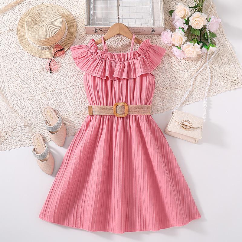НОВИНКА 2024 года, летнее платье для девочек, облегающее платье на бретелях, детская одежда для детей 4–12 лет