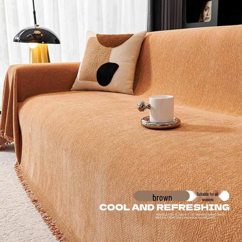 Современный минималистичный чехол на диван из шенилла в елочку, всесезонное нескользящее одеяло