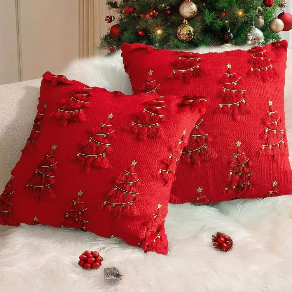 Christmas Pillow Cover 18x18 Holiday Throw Pillowcase Festive Christmas Plush Pillow Cover for Sofa Bedroom Room Decor