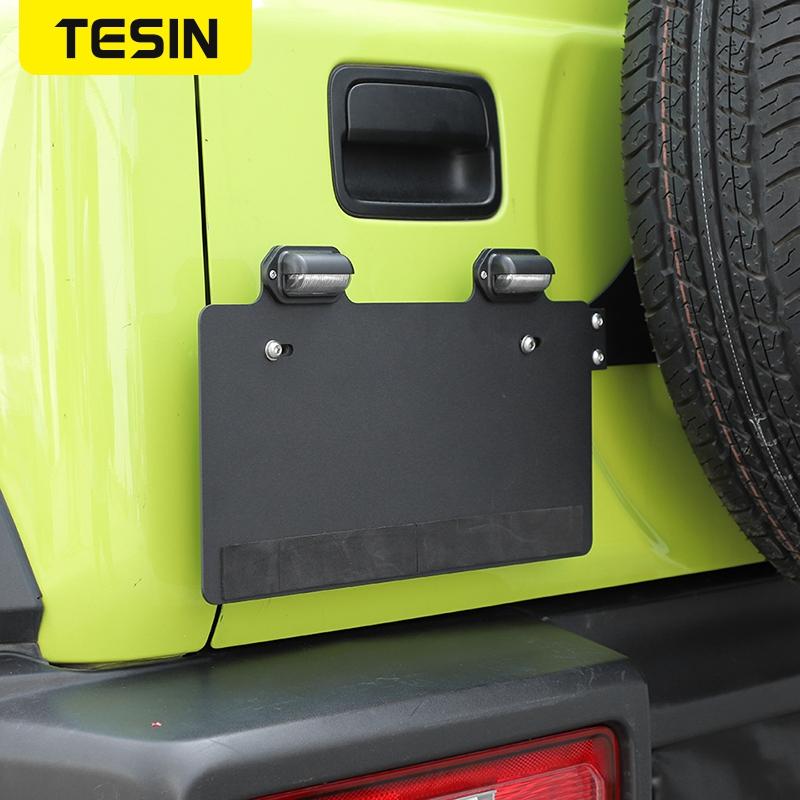 TESIN Car Tailgate Door License Plate Holder Bracket With Lamp For Suzuki Jimny JB74W 2022 Exterior
