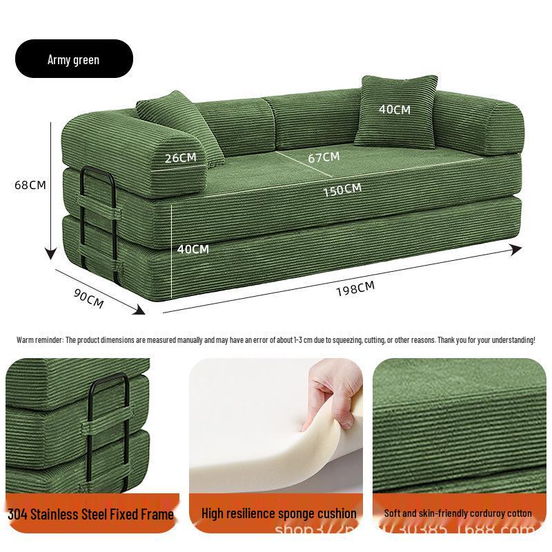 Three-Seater Corduroy Sofa for Small Apartments with High-Density Foam, Exclusive Design.