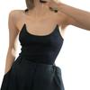 Solid Color Sexy Large U Neck Vest Breathable Sleeveless Crop Top Trendy Invisible Strap Camisole