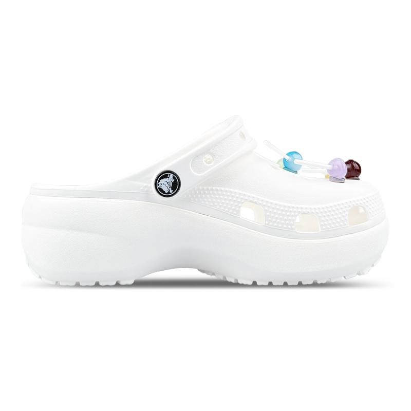 Crocs Классические клоги EVA трехмерная подвеска Элементы леденца Весенняя красочная обувь женская белая