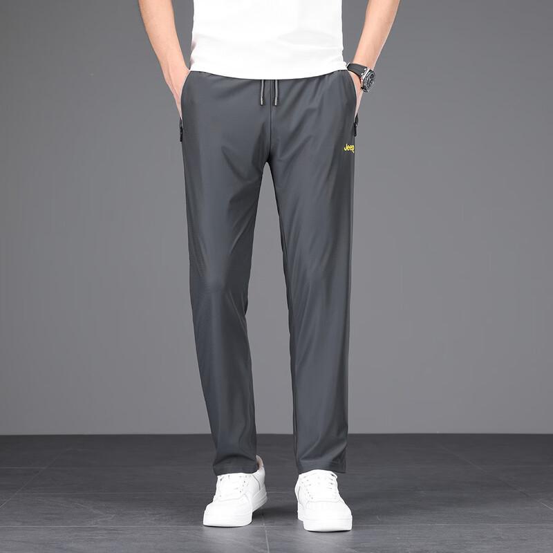 Jeep Мужские летние легкие дышащие брюки из ледяного шелка прямого кроя в стиле кэжуал