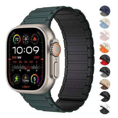 Магнитный ремешок для Apple Watch Ultra 2, 49 мм, 44 мм, 45 мм, 38 мм, 42 мм, 41 мм, силиконовый браслет, браслет iWatch Series 8, 7, 6, 5, 9 Se, 40 мм