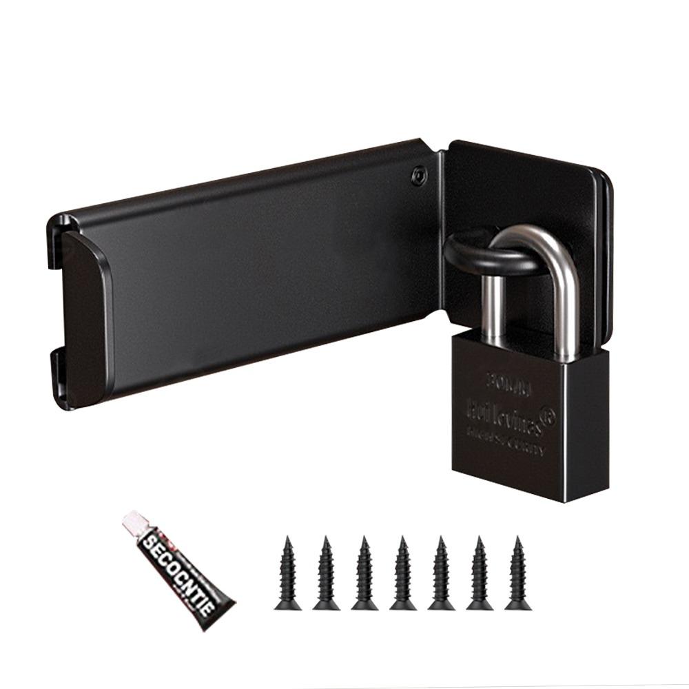 New Stainless Steel Door Clasp Lock 90 Degree Anti-theft Padlock Hasp Right Angle Burglar-proof Door Hasps Door