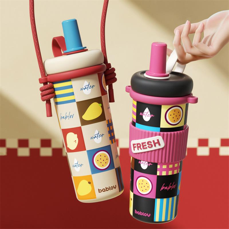 Bablov Вакуумная кружка-термос с соломинкой из нержавеющей стали с ситечком для чая, большой вместимости, сохраняет холод и тепло, дорожная кружка, подарки