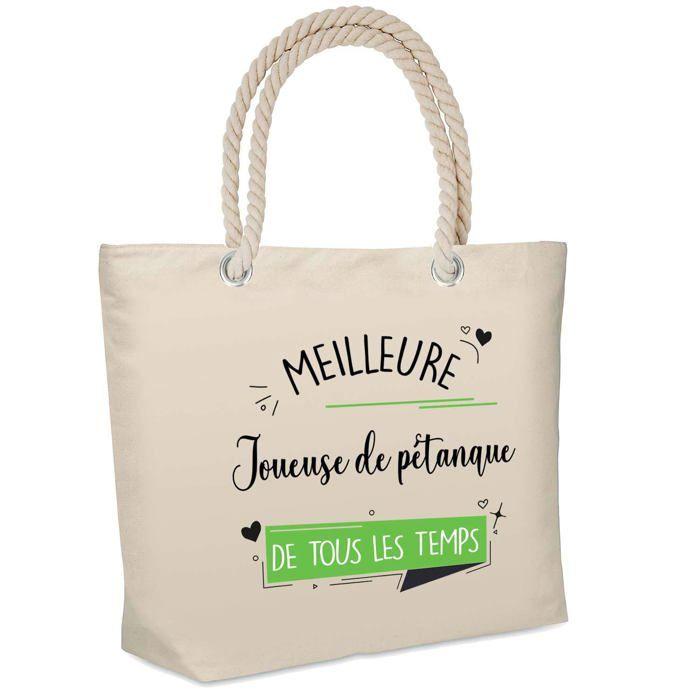 Sac de plage - PLANETEE - Glacière souple Joueuse de Pétanque - Coton imprimé - Isotherme - Grande contenance