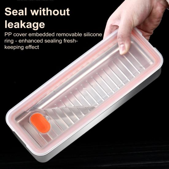 Bacon Container for Refrigerator Stainless Steel Airtight Bacon Storage Containers with Lids Dishwasher Safe Deli Meat Crisper Box Space-Saving