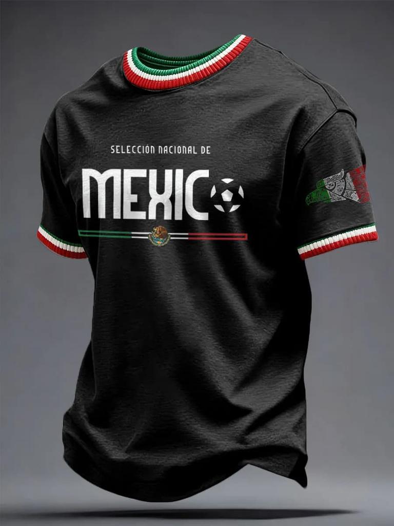 New Men Mexico National Soccer Jersey 3D  Print Quick Dry Football T Shirt  Sports Training Tee for Fan Match Daily Wear