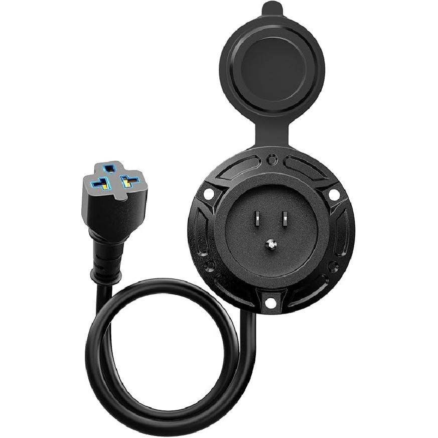 Heavy-Duty 20A 125V RV Shore Power Inlet Plug With 16" Extension Cord, 5-In-1 T-Blade Adapter, Waterproof Outlet Box & Cap For RVs Trailers Boats -