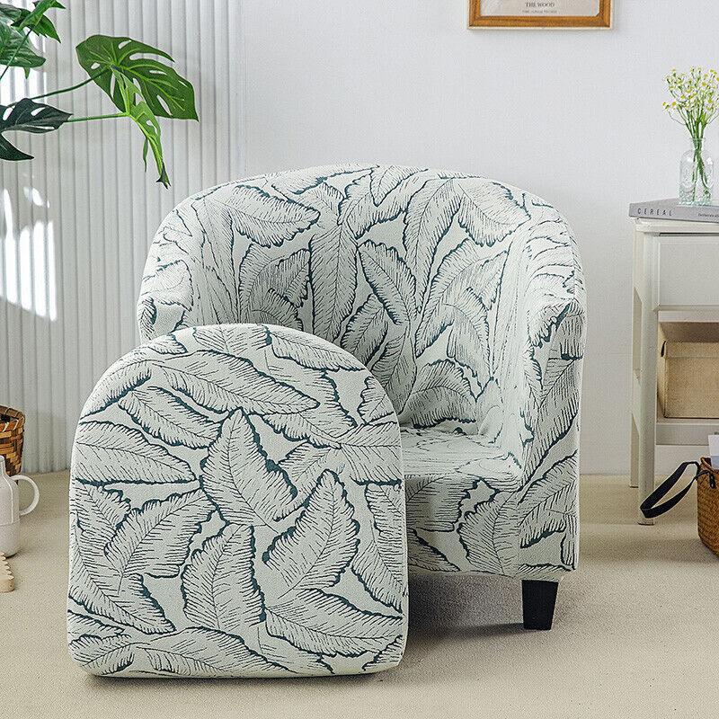 Stretch Chair Covers Leaves Jacquard Elastic Single Half Club Round Armchair Cover Sofa Slipcovers Furniture Protector New