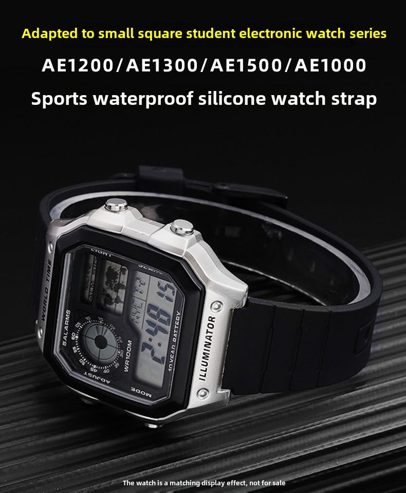 Для Casio AE1200/1300 W800H SGW400 F-91 F84 F105/108/A158/168 Силиконовый ремешок Браслет 18ММ мужской женский Черный ремешок
