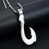 Vintage Stainless Steel Fishhook Pendant Mens Necklace Ocean Style Jewelry