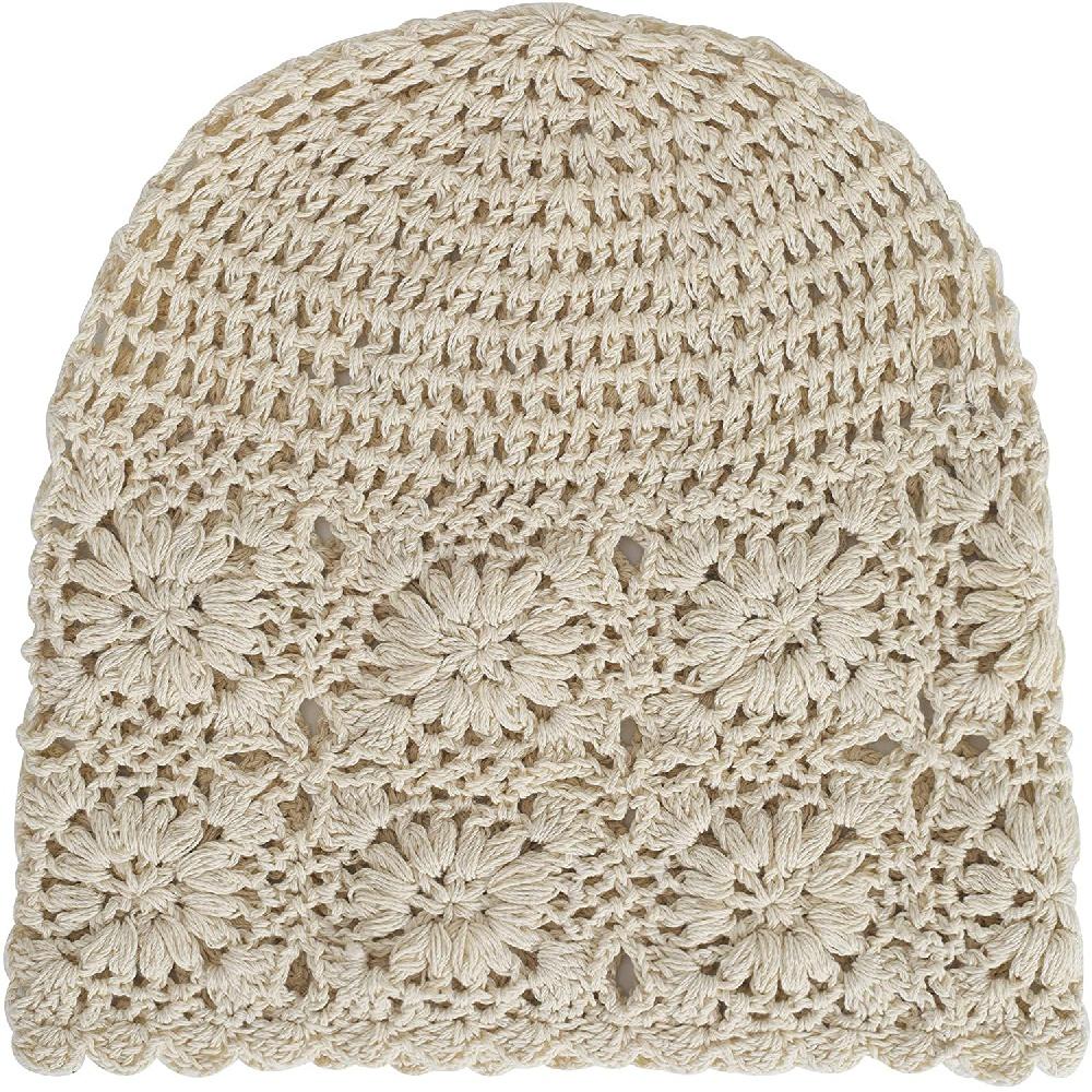 Женская хлопковая вязаная шапка с напуском, вязаная шапка ручной работы с вырезом, летняя кепка с цветочным принтом и черепом