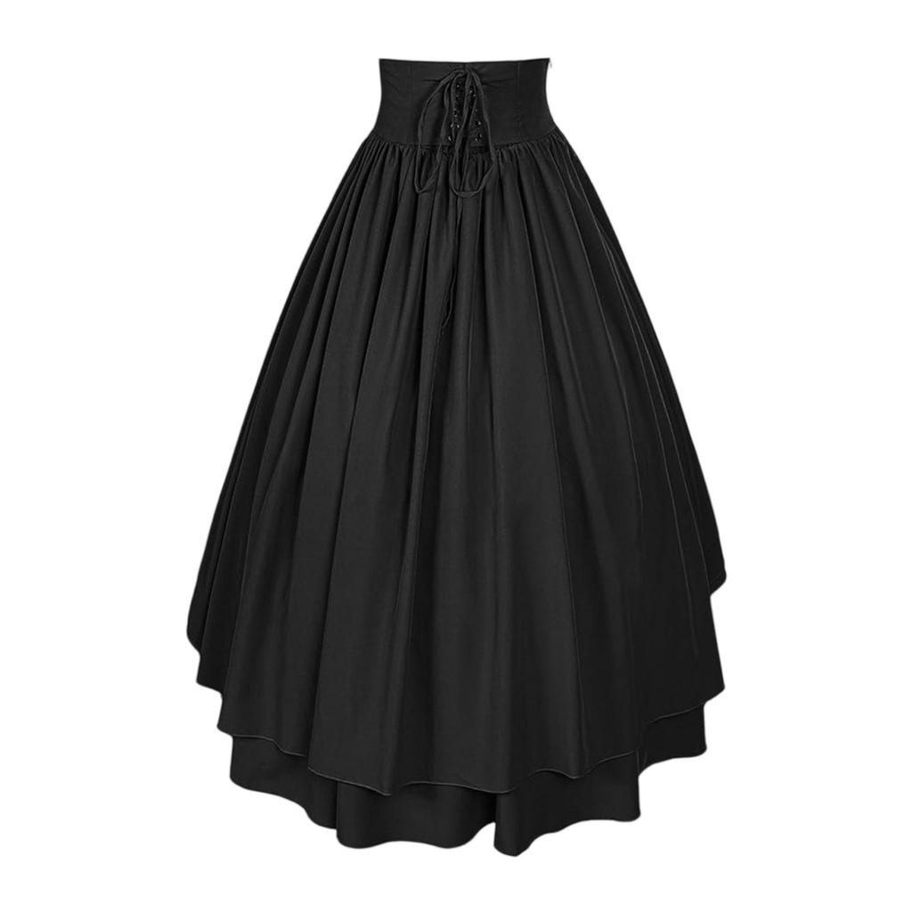 Womens Maxi Skirt Drawstring High Waisted Summer Long Skirts Lightweight Tiered Flowy Floral Pleated Skirts