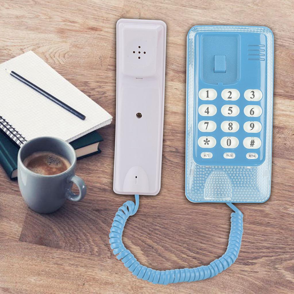 Wall Mount Landline Telephone Extension No Caller ID Home Phone For Hotel Family(Blue)
