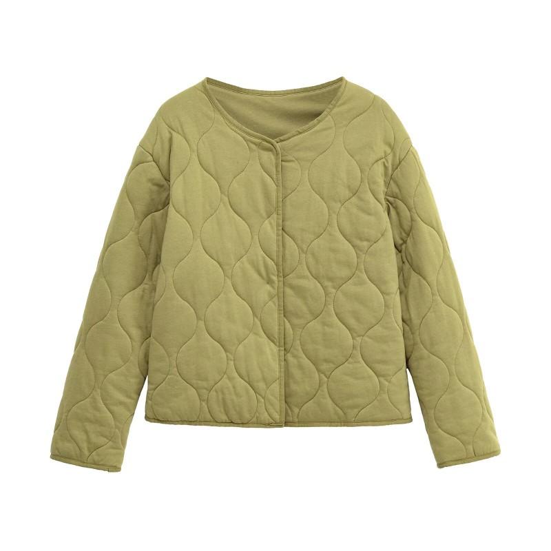 Womens Oversized Relaxed Fit Quilted Cotton Puffer Jacket Long Sleeve Round Neck Casual Coat Fall Winter