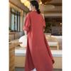 Women Vintage Linen Long Shirts Solid Color Long Sleeve Blouses Spring Button Turn Down Collar Shirt