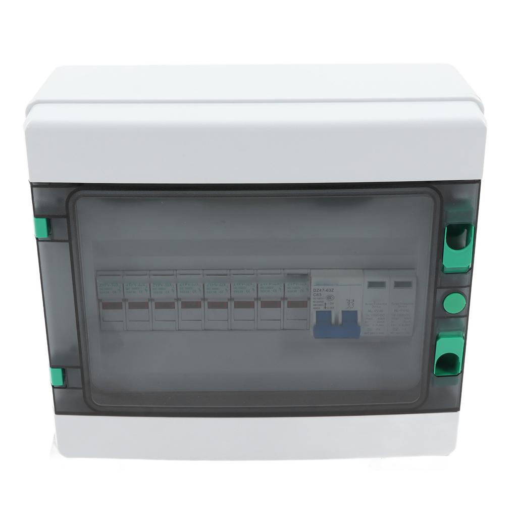 4-рядный PV-объединитель с ограничителем перенапряжения, предохранитель 15 А, автоматический выключатель постоянного тока 63 А, IP67, солнечный объединитель