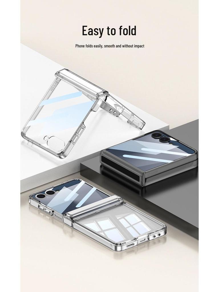 Samsung ZFlip7 Складной Экран Магнитный Прозрачный Чехол для Телефона со Встроенной Подушкой Безопасности