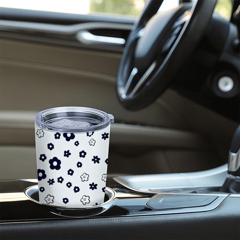 Car Tumbler 591ml Fresh Tiny Flower Element Straw Cup Gift Cup Tumbler With Lid Leakproof Tumbler Stainless Steel Tumbler