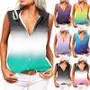 Women's Solid Lapel Sleeveless Tank Tops Summer Button Down Shirts Office Ladies Shirts