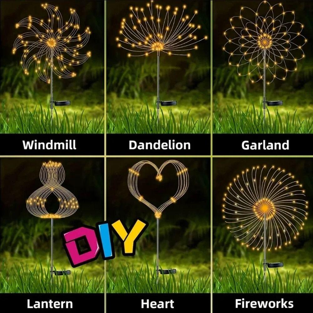60 LED Solar Power Firework Lights Waterproof Outdoor Dandelion Lawn Lamp Outdoor Use