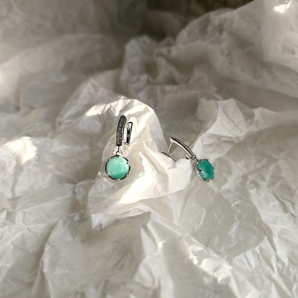 Серебряные серьги с натуральным изумрудом 5.533ct (2167181)