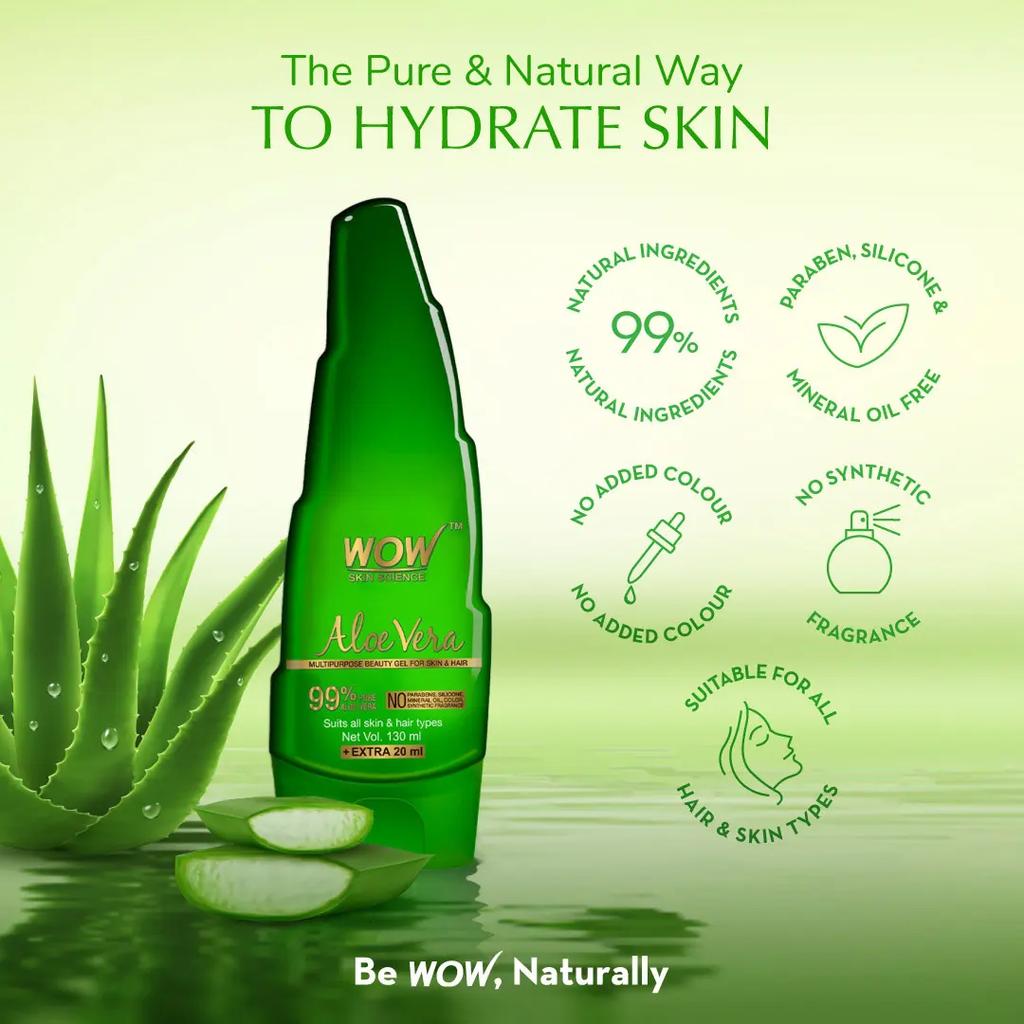 WOW Skin Science Aloe Vera Multipurpose Beauty Gel for Skin and Hair 60 Ml Daily Moisturizer