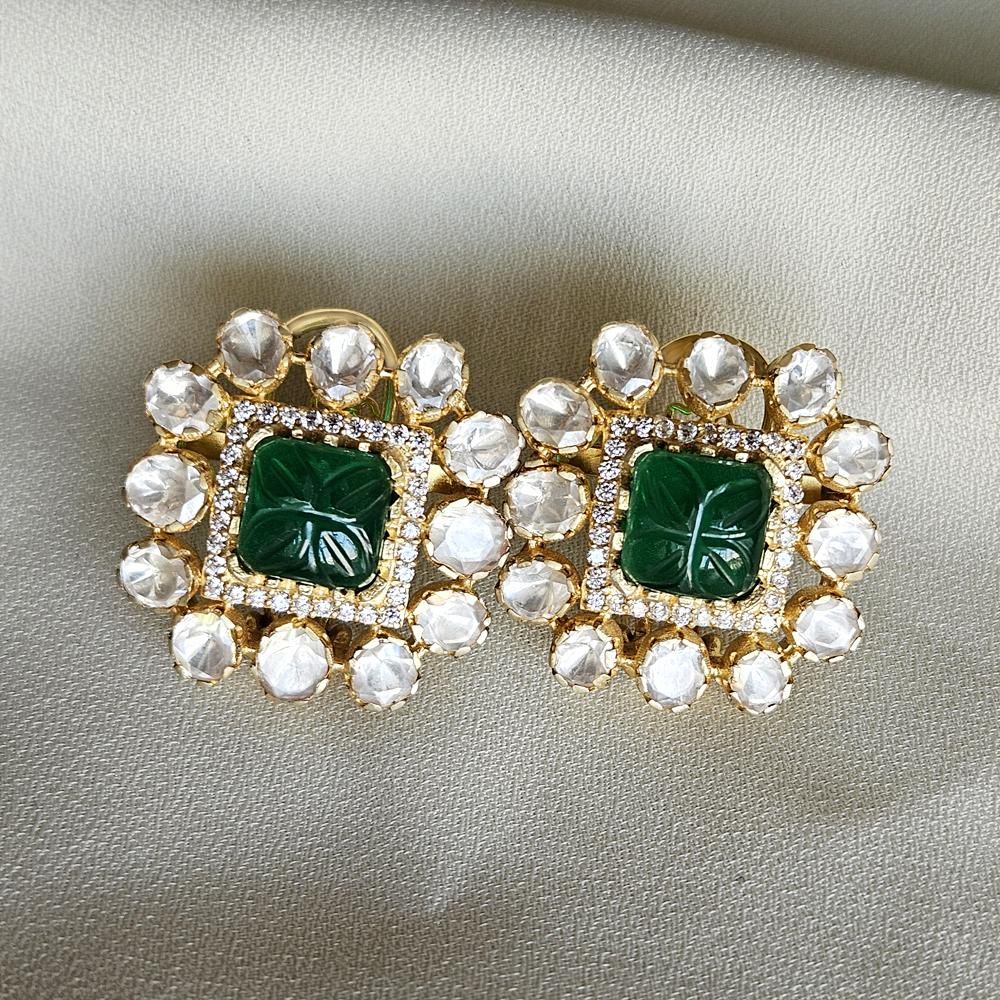 Arisha Silver Позолоченные серьги из стерлингового серебра 925 пробы, украшения ручной работы в стиле кундан с муассанитом и кубическим цирконием для женщин, индийские украшения