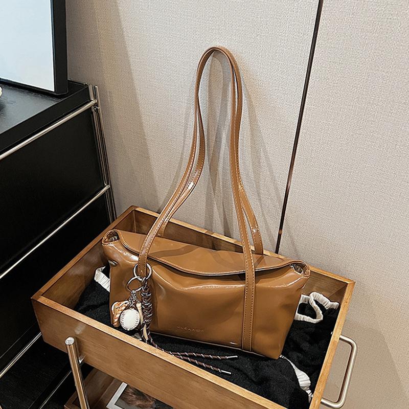 Women's Tote Bag Solid Pu Leather Letter Print Underarm Bags Female Commute Versatile Satchels Handbag Lady Shoulder Pack