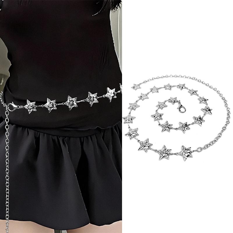 Vintage Adjustable Female Waist Chain Fashion Punk Star Planet Pendant Metal Waist Belt Dress Suit Jeans Waistband Decoration