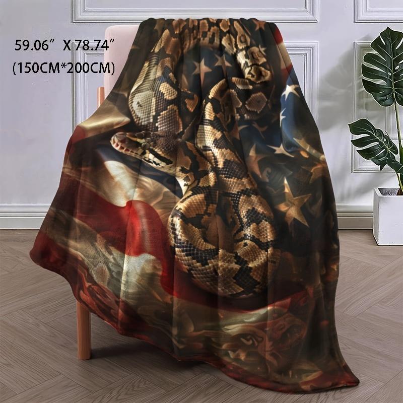 Giant Python Flag Blanket Reversible Flannel Throw for Adventurous Spirits AllSeason Comfort Exotic Journey Gift