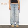 Широкие джинсы для женщин, эластичные джинсовые брюки с высокой талией и карманами, повседневные прямые джинсовые брюки